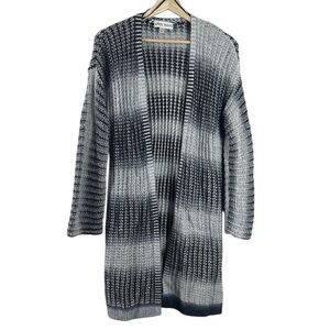 Knox Rose Women's Long Cardigan Blue Gray Ombre Striped Open‎ Sweater Size XS